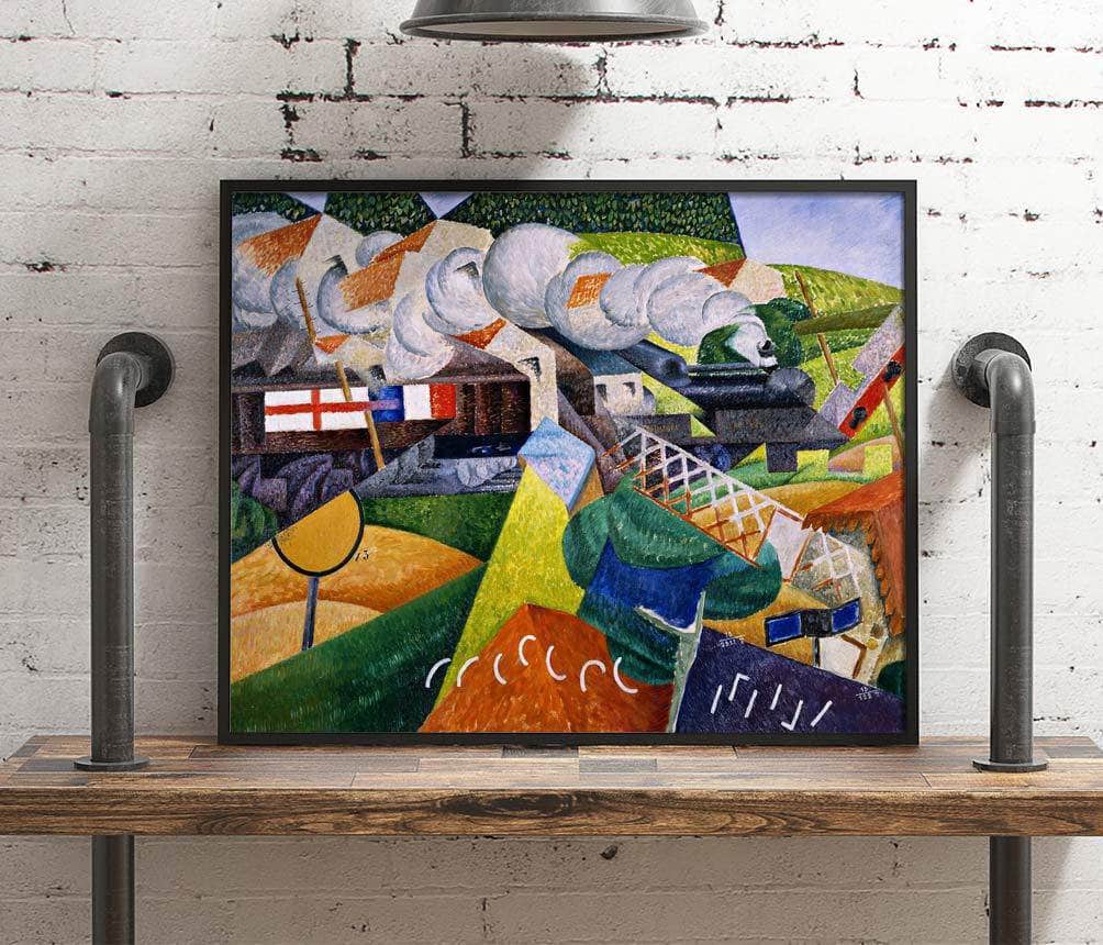 Red Cross Train Passing A Village Painting Gino Severini Canvas Art Fine Art Print