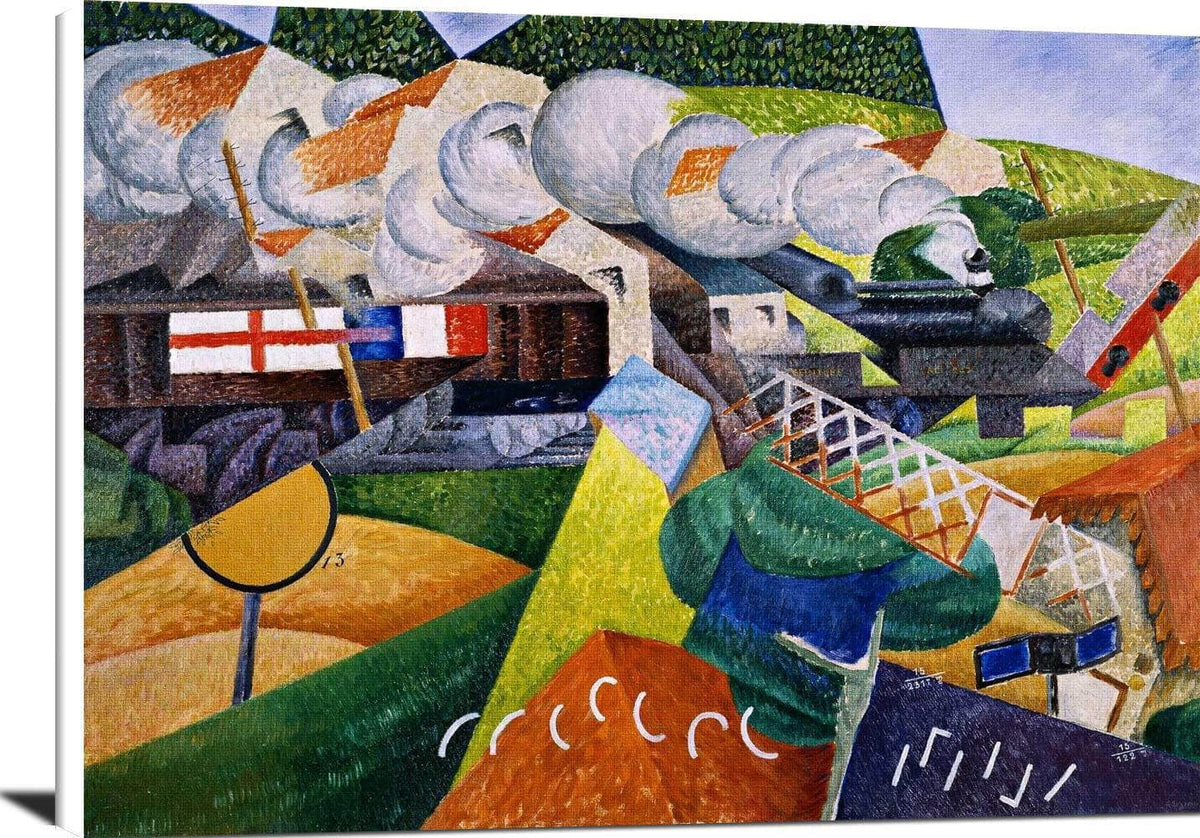 Red Cross Train Passing A Village Painting Gino Severini Canvas Art Fine Art Print
