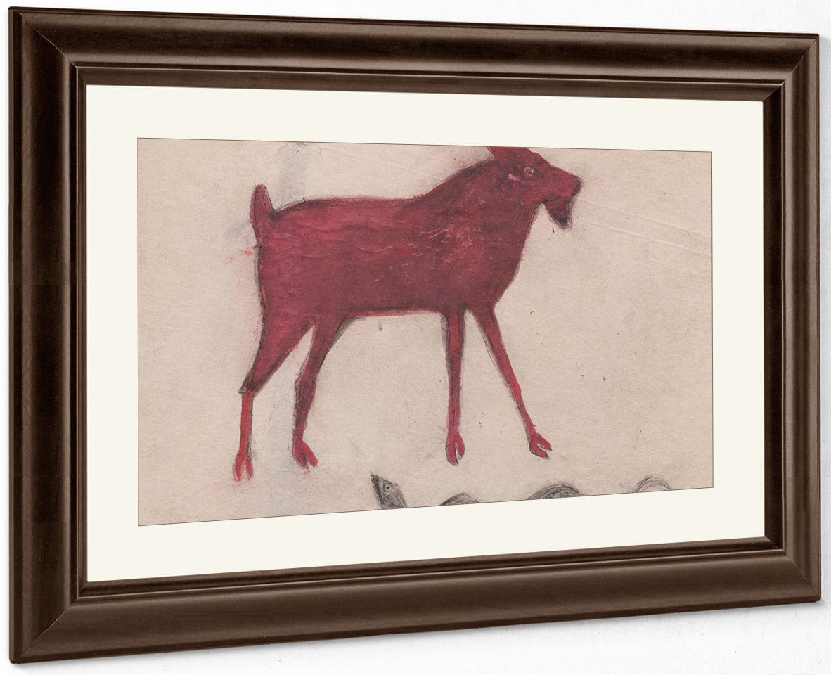 Red Goat With Snake By Bill Traylor Fine Art Print