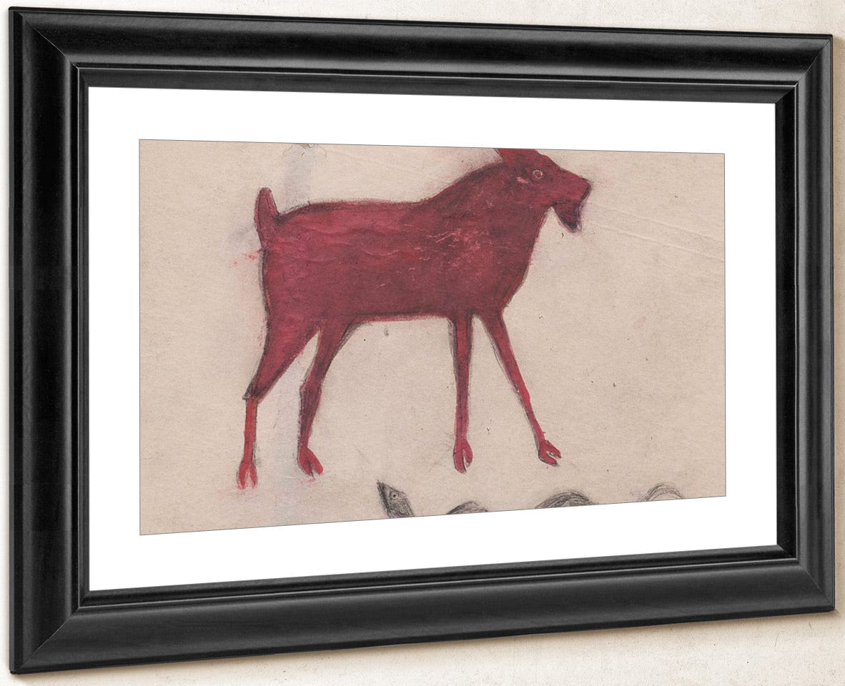 Red Goat With Snake By Bill Traylor Fine Art Print