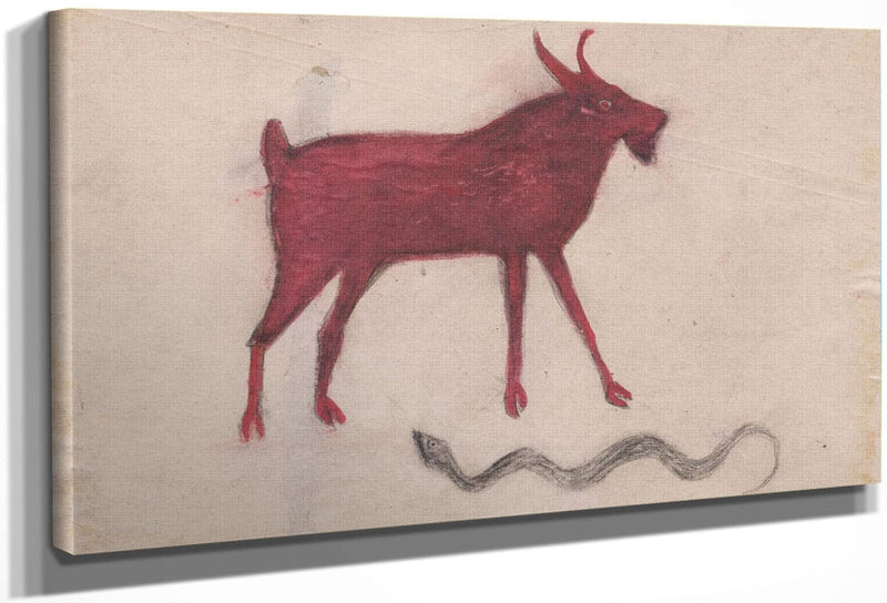 Red Goat With Snake By Bill Traylor Fine Art Print