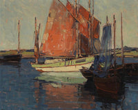 Red Sails, French Tuna Boats By Edgar Payne Fine Art Print