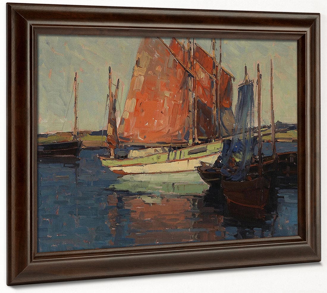 Red Sails, French Tuna Boats By Edgar Payne Fine Art Print
