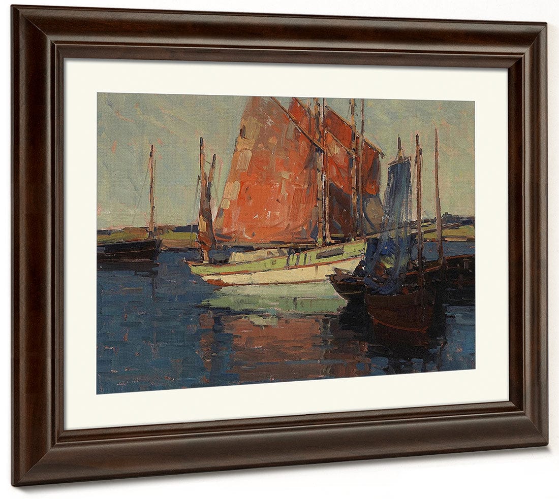 Red Sails, French Tuna Boats By Edgar Payne Fine Art Print