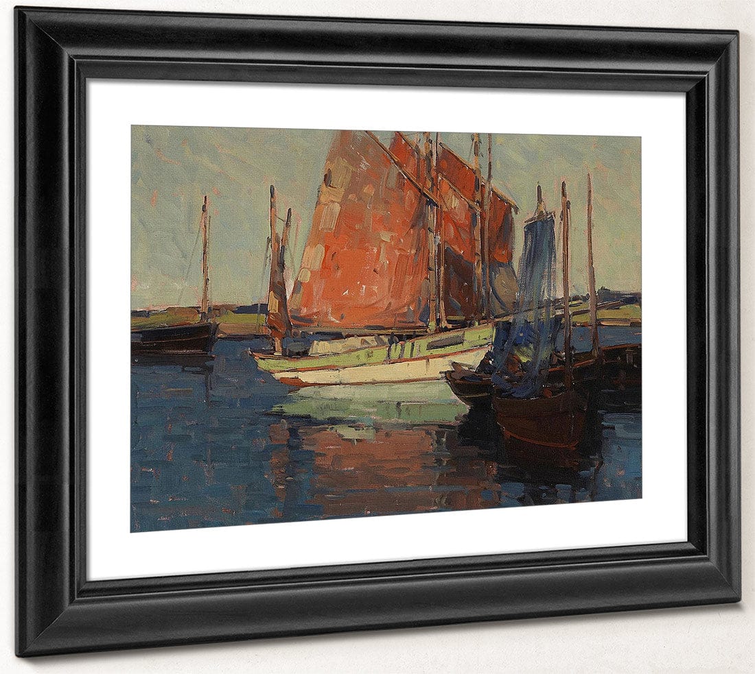 Red Sails, French Tuna Boats By Edgar Payne Fine Art Print