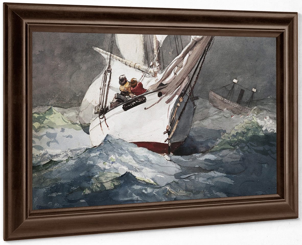 Reefing Sails Around Diamond Shoals, Cape Hatteras By Winslow Homer Fine Art Print