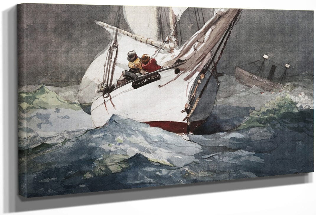 Reefing Sails Around Diamond Shoals, Cape Hatteras By Winslow Homer Fine Art Print