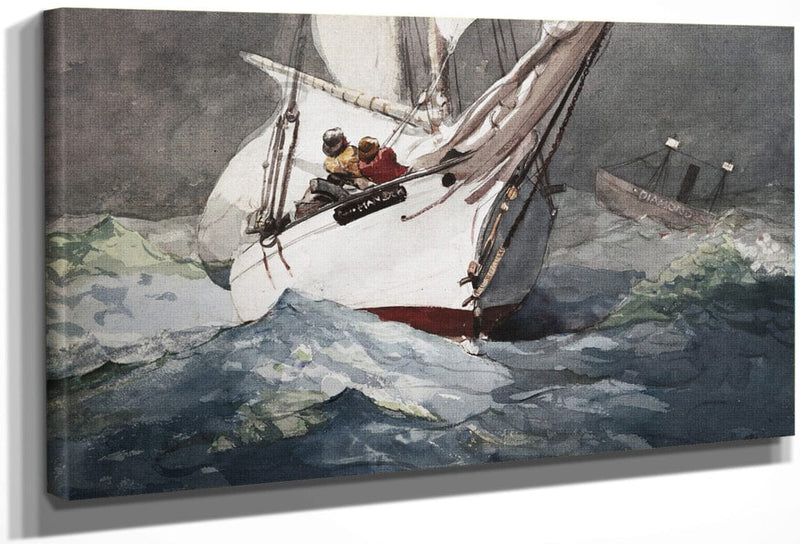 Reefing Sails Around Diamond Shoals, Cape Hatteras By Winslow Homer Fine Art Print
