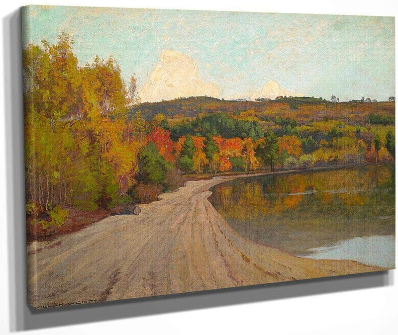 Reflections Along A Lake's Edge By William Wendt Fine Art Print