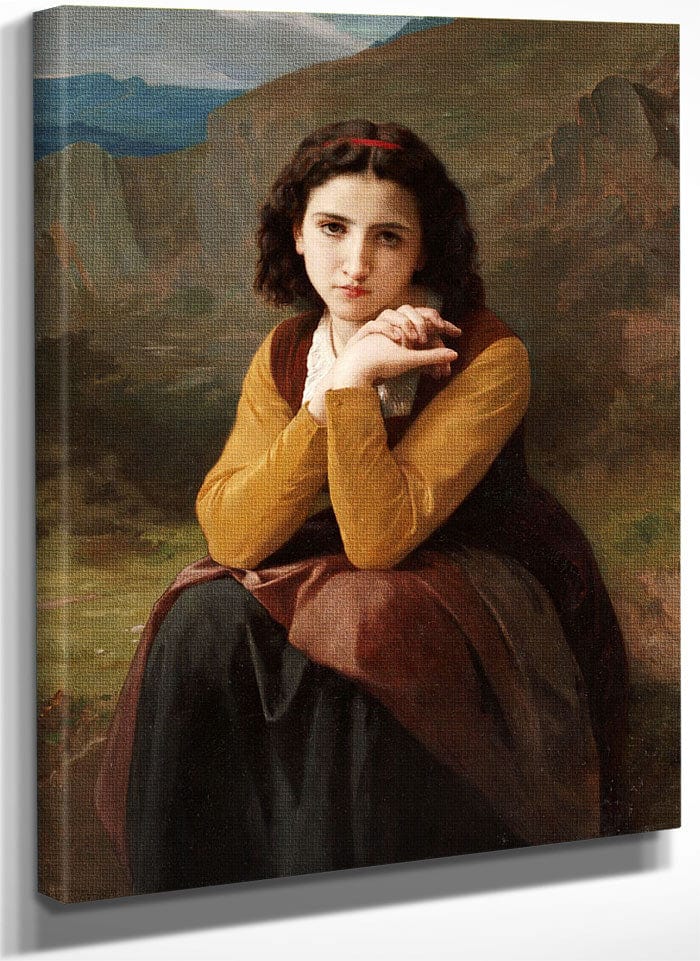 Reflective Beauty. Mignon Pensive By William Adolphe Bouguereau Fine Art Print