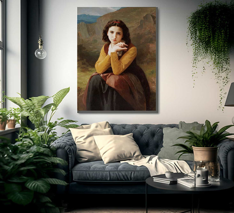 Reflective Beauty. Mignon Pensive By William Adolphe Bouguereau Fine Art Print