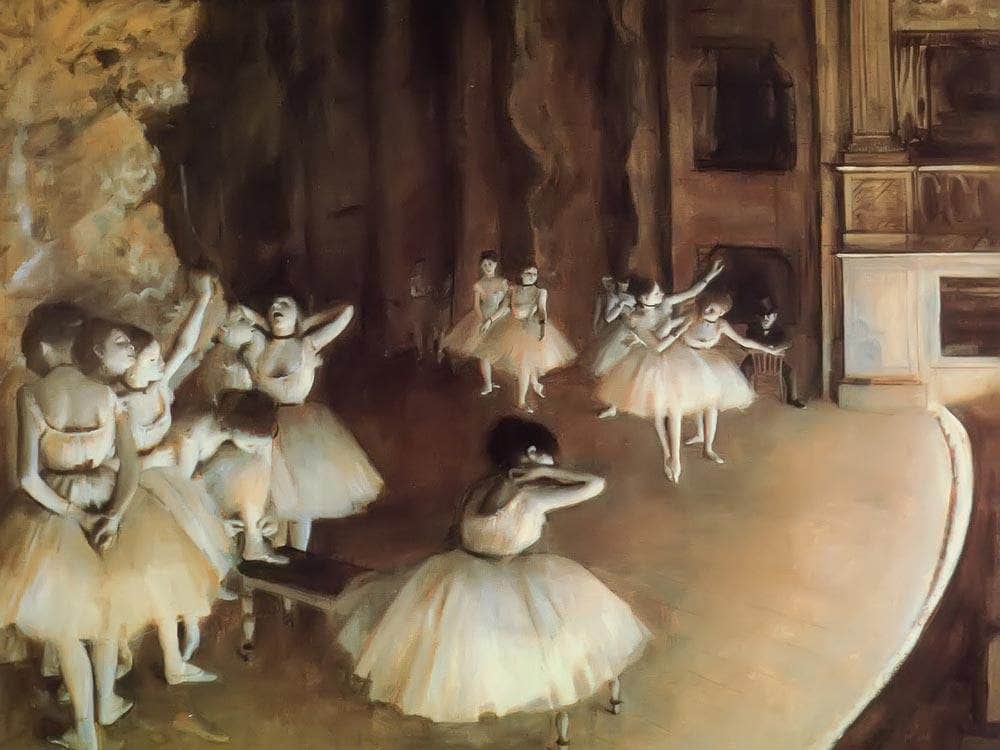 Rehearsal Of A Ballet On Stage By Edgar Degas Fine Art Print