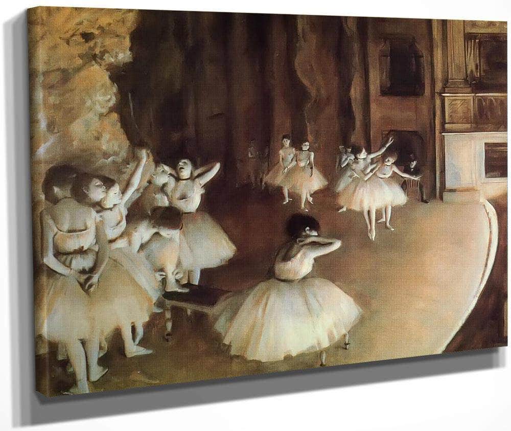 Rehearsal Of A Ballet On Stage By Edgar Degas Fine Art Print