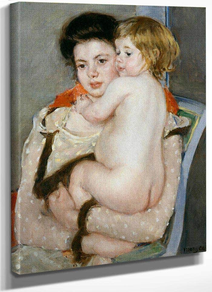 Reine Lefebvre Holding A Nude Baby (Mother And Child) By Cassatt Mary Fine Art Print