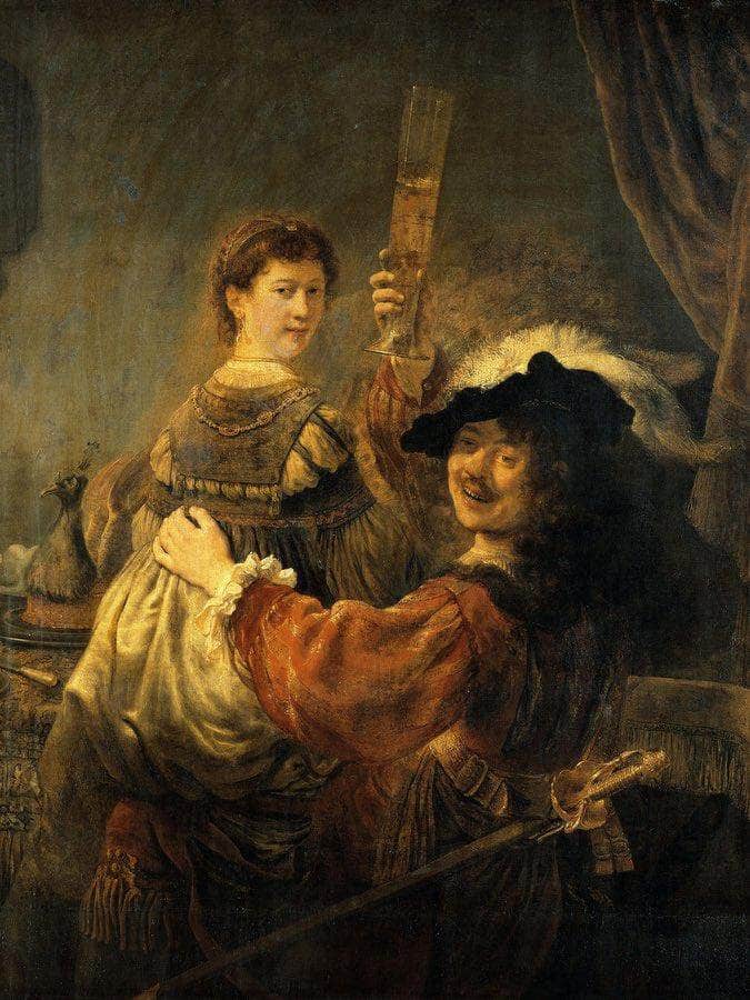 Rembrandt And Saskia In The Parable Of The Prodigal Son By Rembrandt Fine Art Print