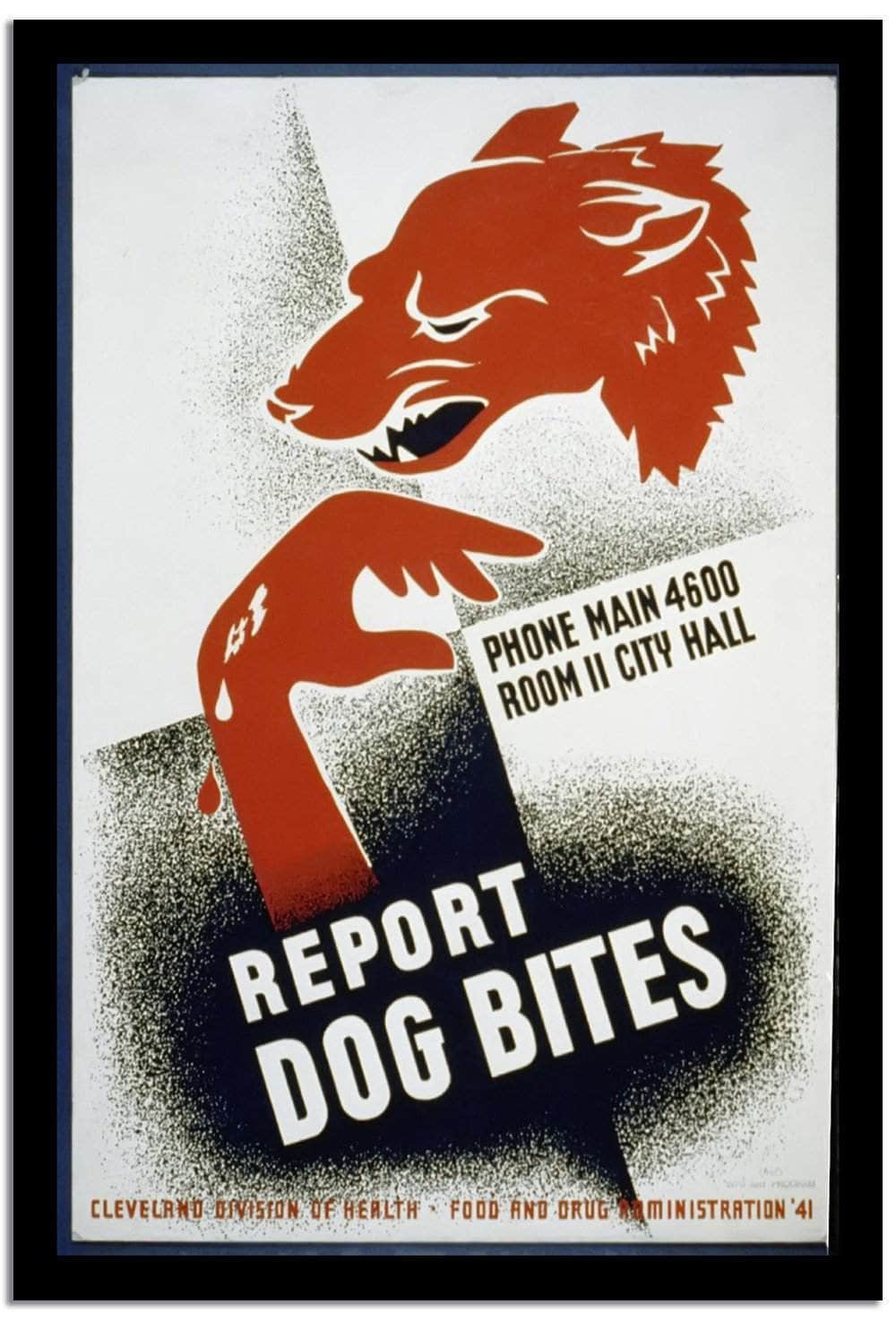 Report Dog Bites  Vintage Poster Fine Art Print