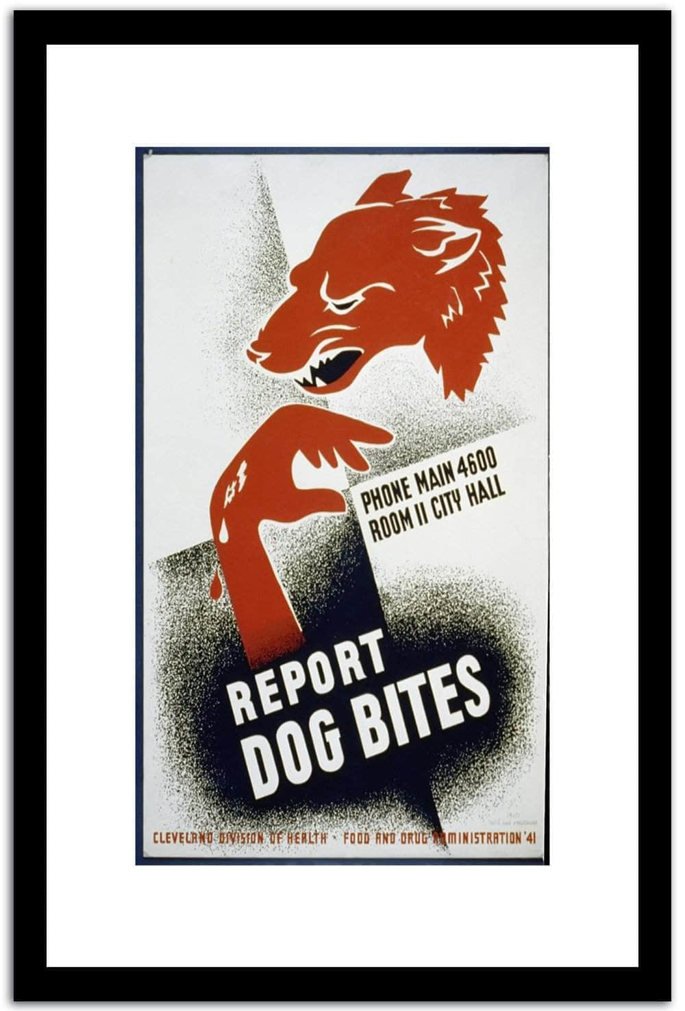 Report Dog Bites  Vintage Poster Fine Art Print