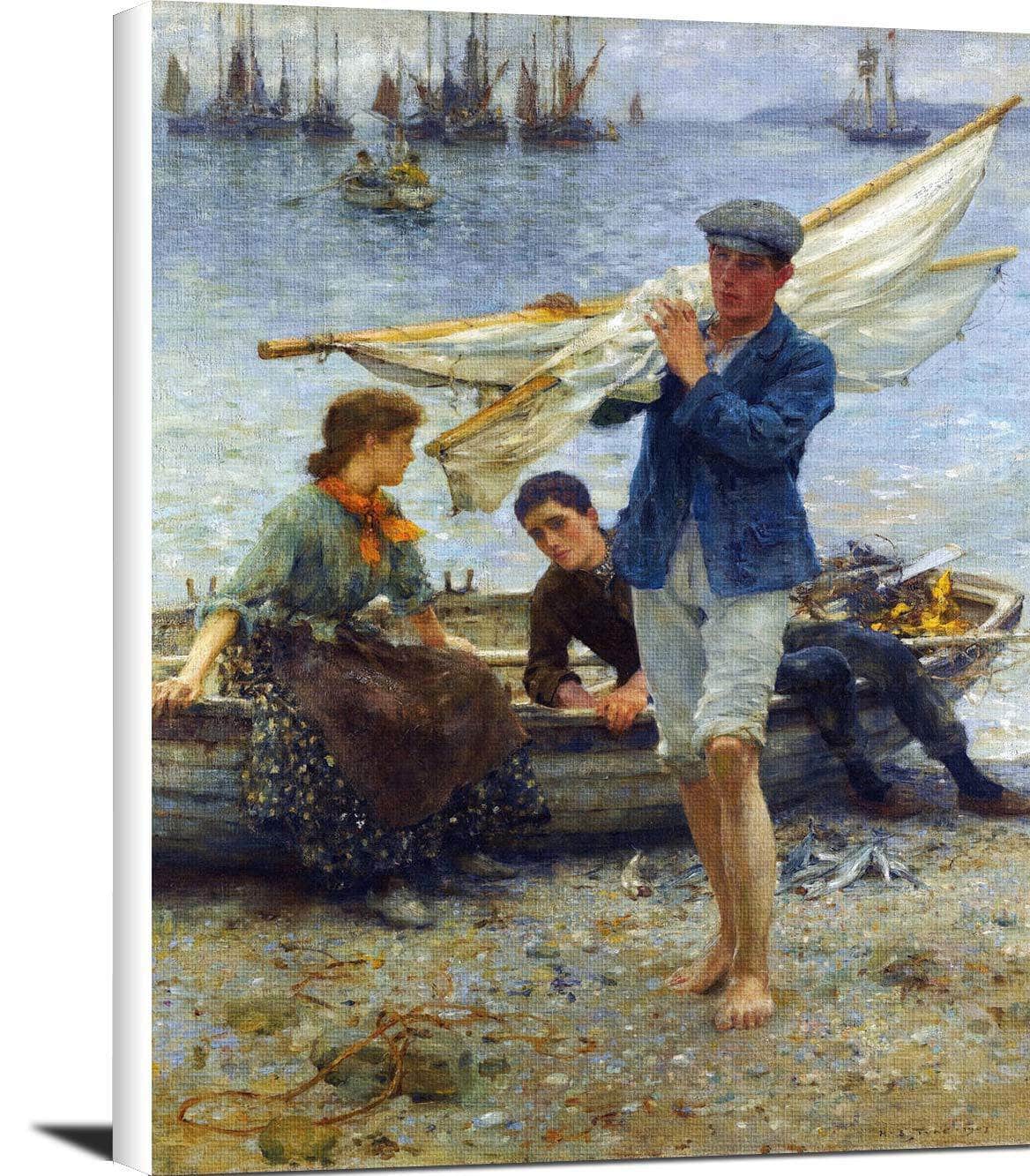 Return From Fishing Painting Henry Scott Tuke Canvas Art Fine Art Print