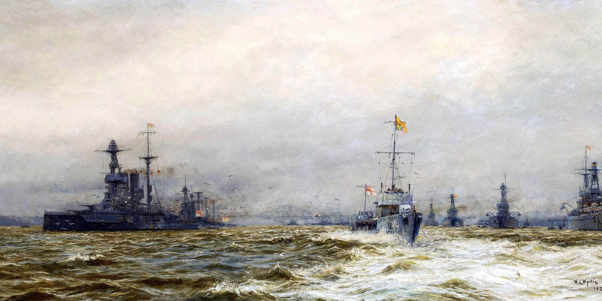Review Grand Fleet Firth Of Fourth Armistice Painting William Wyllie Canvas Art Fine Art Print