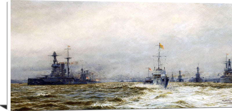 Review Grand Fleet Firth Of Fourth Armistice Painting William Wyllie Canvas Art Fine Art Print