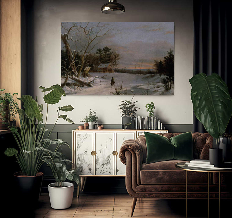 Rider On A Snowy Road By  Birch Thomas Fine Art Print