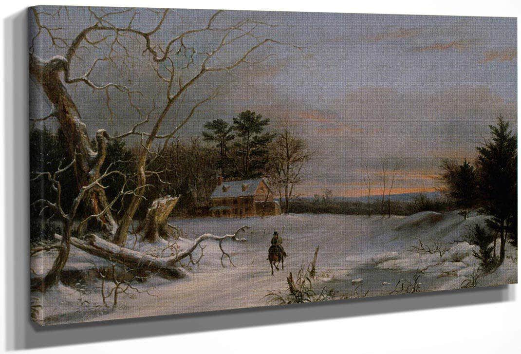 Rider On A Snowy Road By  Birch Thomas Fine Art Print