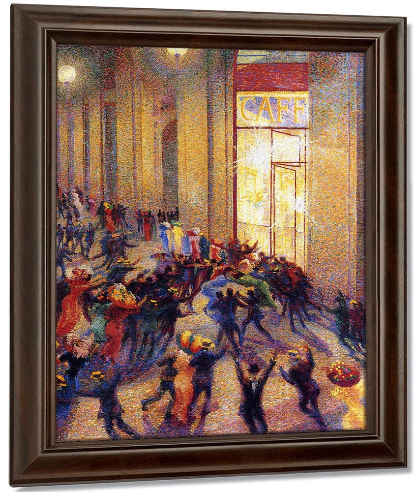 Riot In The Galleria 1909 Oil On Canvas 64X76Cm Pinacoteca Di Brera Milan By Umberto Boccioni Fine Art Print