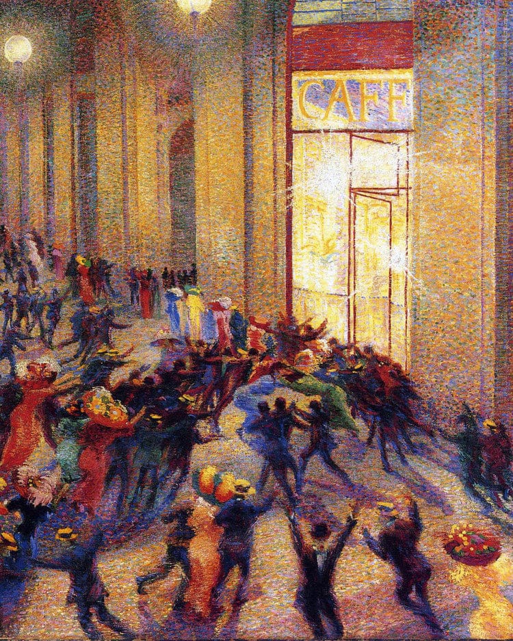Riot In The Galleria 1909 Oil On Canvas 64X76Cm Pinacoteca Di Brera Milan By Umberto Boccioni Fine Art Print