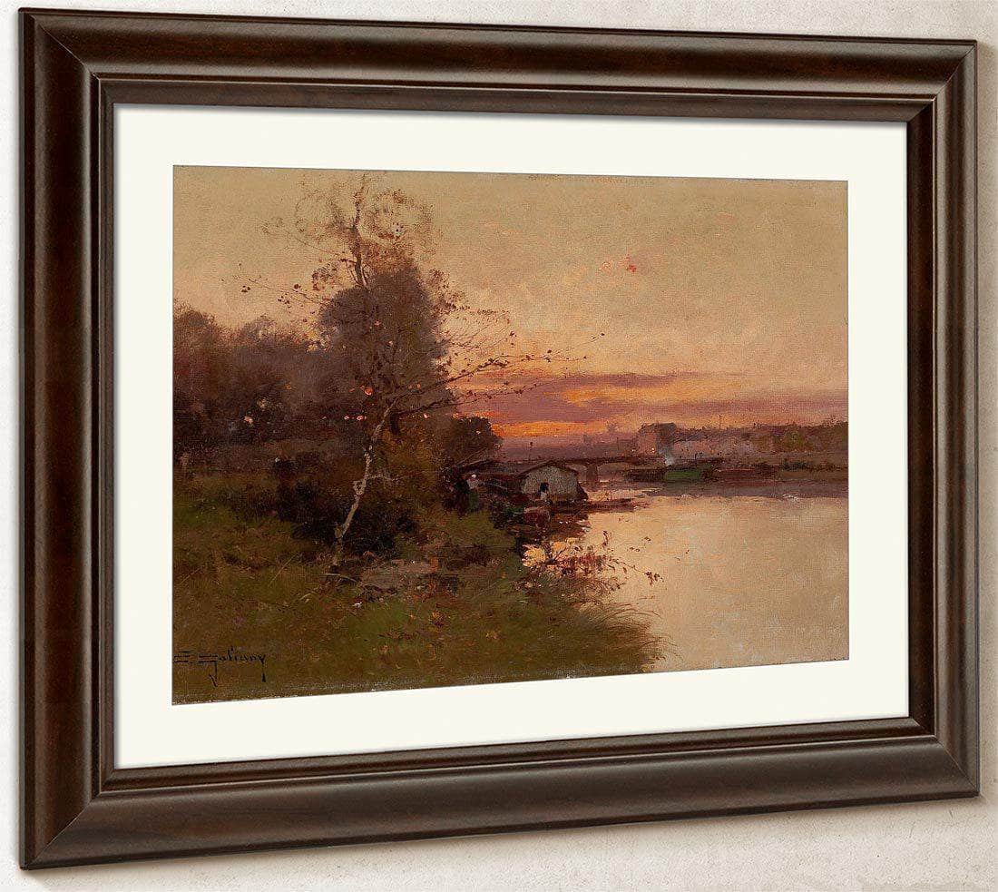 River At Sunset By Eugene Galien Laloue Fine Art Print