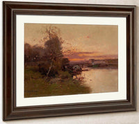 River At Sunset By Eugene Galien Laloue Fine Art Print