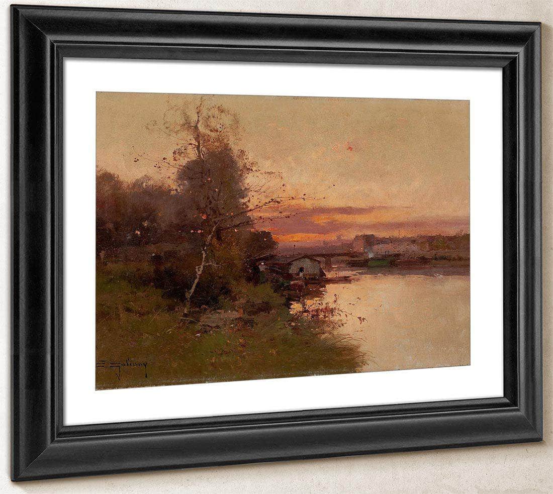 River At Sunset By Eugene Galien Laloue Fine Art Print