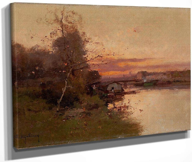 River At Sunset By Eugene Galien Laloue Fine Art Print