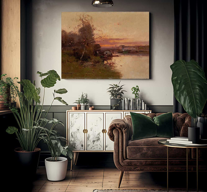 River At Sunset By Eugene Galien Laloue Fine Art Print