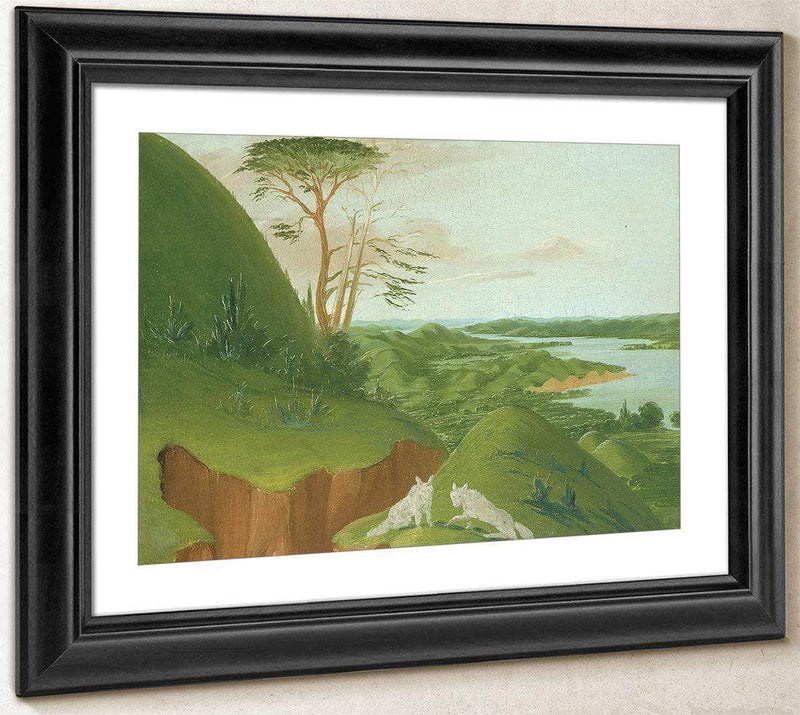 River Bluffs With White Wolves In The Foreground, Upper Missouri By George Catlin Fine Art Print