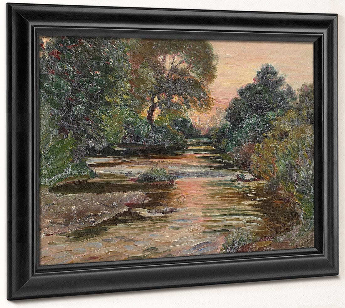 River Landscape At Sunset By Joseph Kleitsch Fine Art Print