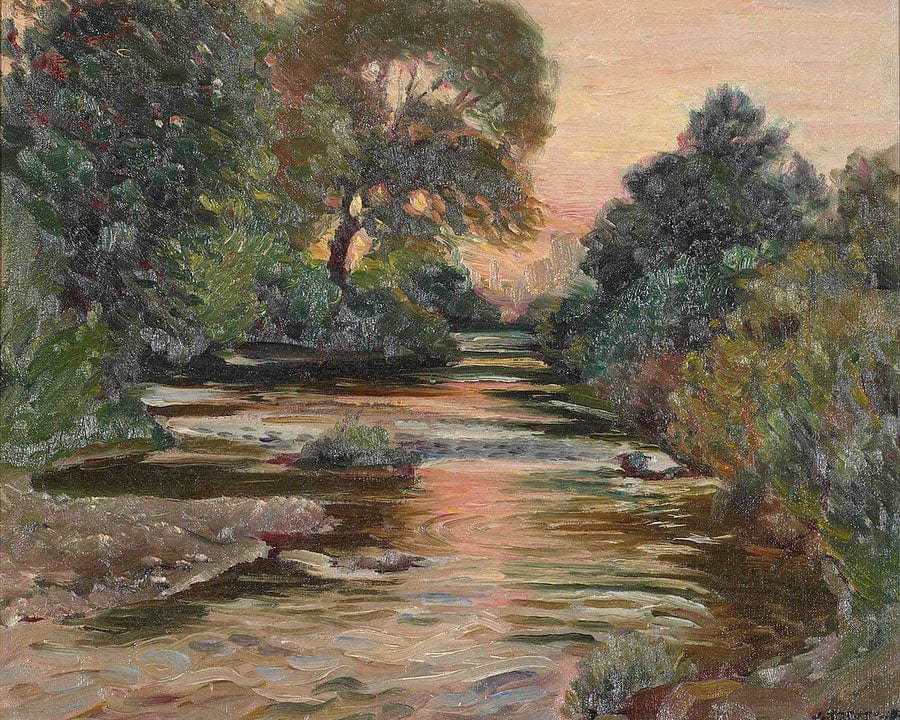 River Landscape At Sunset By Joseph Kleitsch Fine Art Print