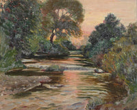 River Landscape At Sunset By Joseph Kleitsch Fine Art Print
