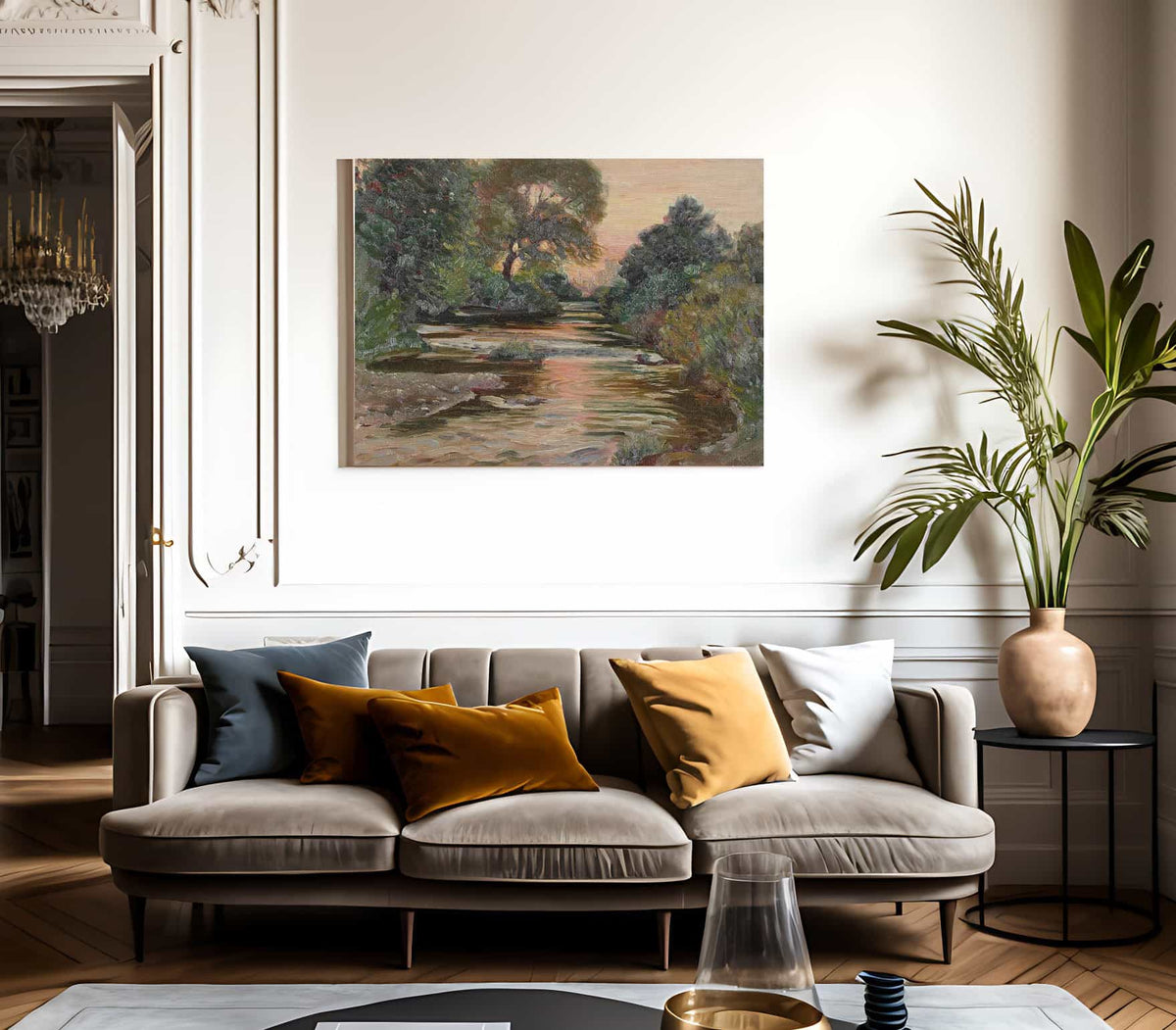 River Landscape At Sunset By Joseph Kleitsch Fine Art Print