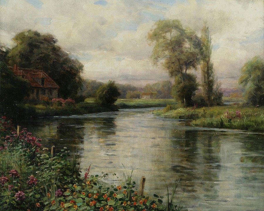 River Landscape By Louis Aston Knight Fine Art Print