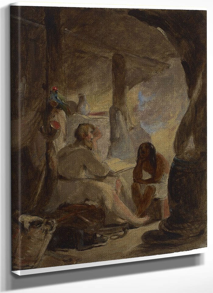 Robinson Crusoe And Friday In The Cave 1 By Thomas Sully Fine Art Print