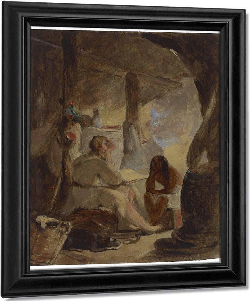 Robinson Crusoe And Friday In The Cave By Thomas Sully Fine Art Print