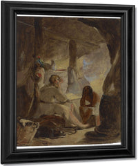 Robinson Crusoe And Friday In The Cave By Thomas Sully Fine Art Print