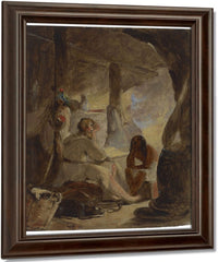 Robinson Crusoe And Friday In The Cave By Thomas Sully Fine Art Print