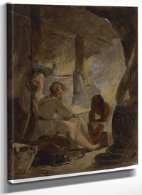 Robinson Crusoe And Friday In The Cave By Thomas Sully Fine Art Print