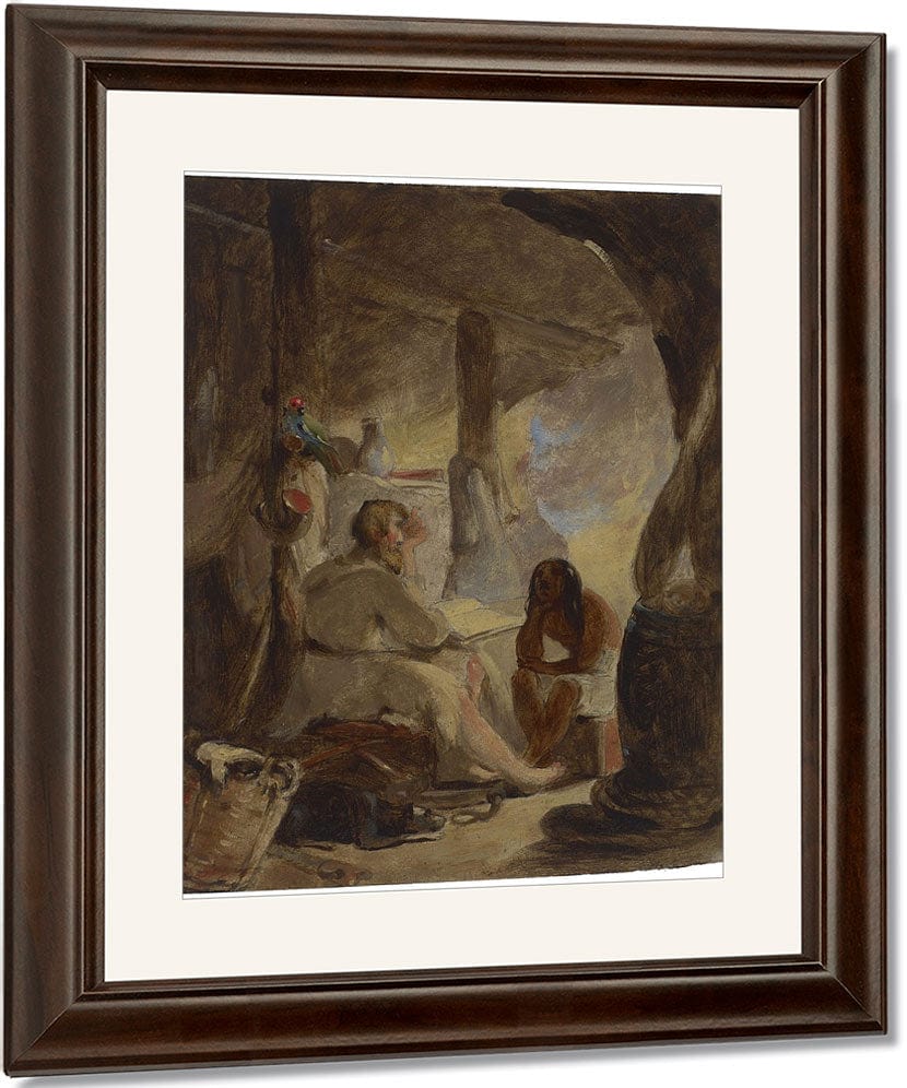 Robinson Crusoe And Friday In The Cave By Thomas Sully Fine Art Print