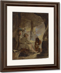 Robinson Crusoe And Friday In The Cave By Thomas Sully Fine Art Print
