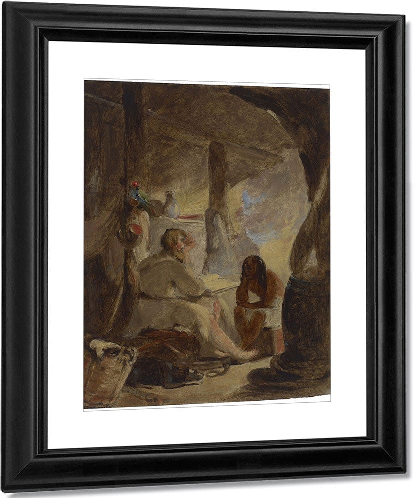 Robinson Crusoe And Friday In The Cave By Thomas Sully Fine Art Print