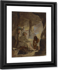 Robinson Crusoe And Friday In The Cave By Thomas Sully Fine Art Print