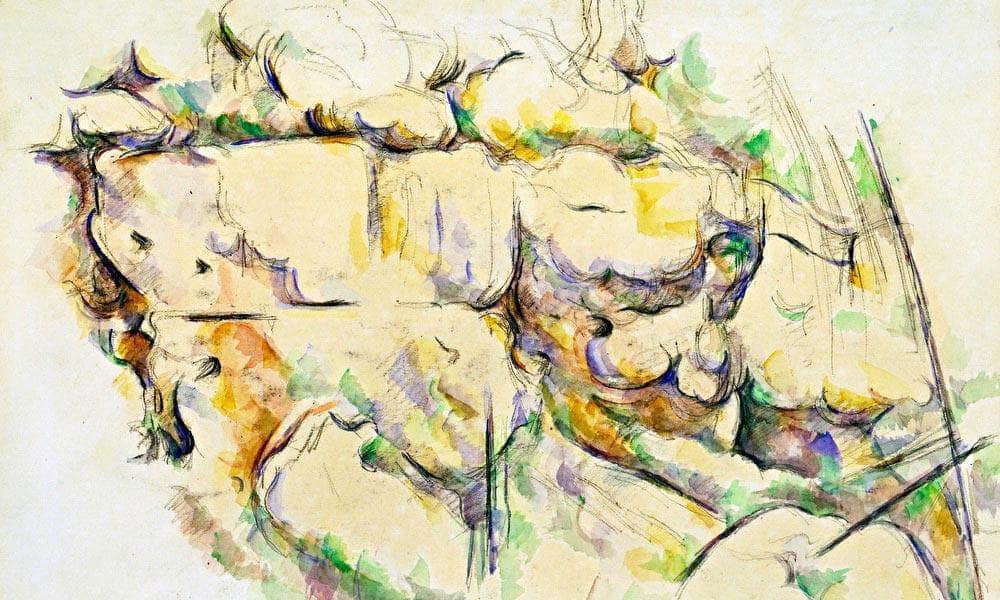 Rocks Near The Caves Above Chateau Noir By Cezanne Paul Fine Art Print