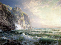 Rocky Cliff With Stormy Sea, Cornwall Painting William Trost Richards Canvas Art Fine Art Print